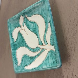 Trinket Dish Italian Ceramic Flower Glazed